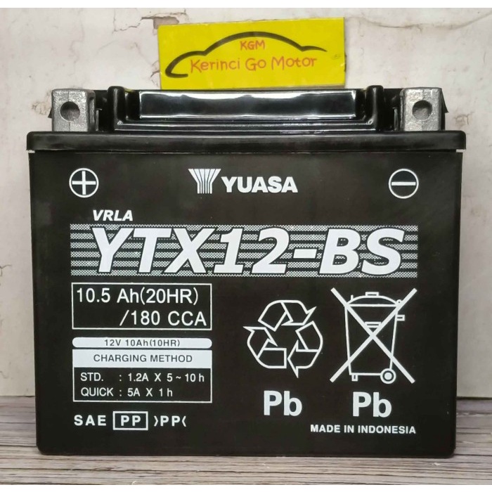 YUASA AKI MOTOR YTX12BS YTX12-BS MF ACCU MOTOR BESAR MOGE