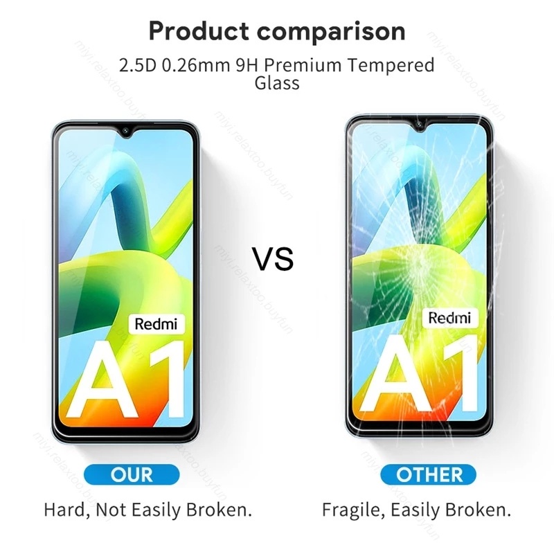 Pelindung Layar Tempered Glass Redmi A1 / Redmi A2 Paket 2 in 1