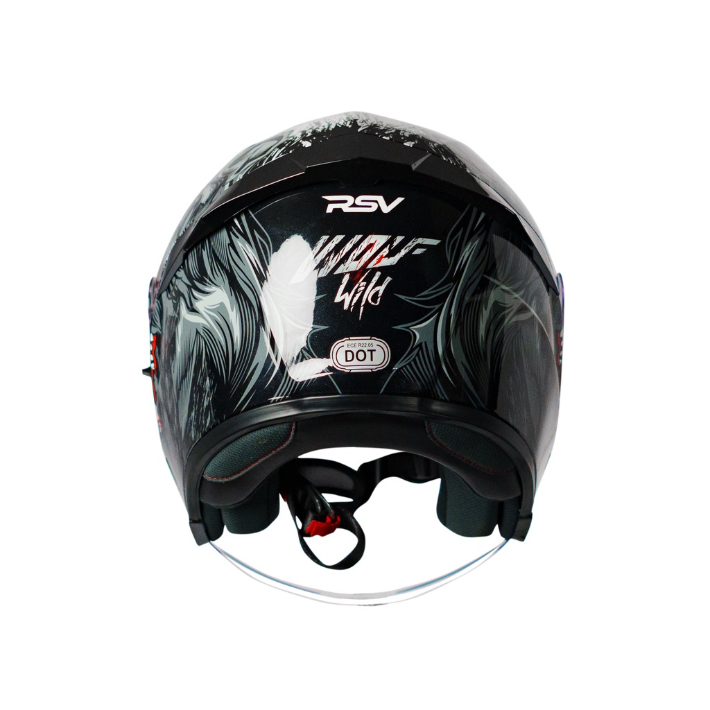 HELM RSV SV300 WOLF GLOSSY PAKET GANTENG IRIDIUM - RSV HALF FACE