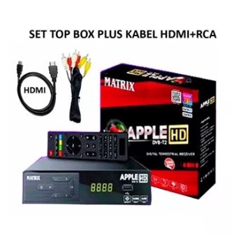 Trend-Set Top Box Matrix Apple DVBT2 Merah | Meecast Full HD Receiver Siaran TV Digital Youtube