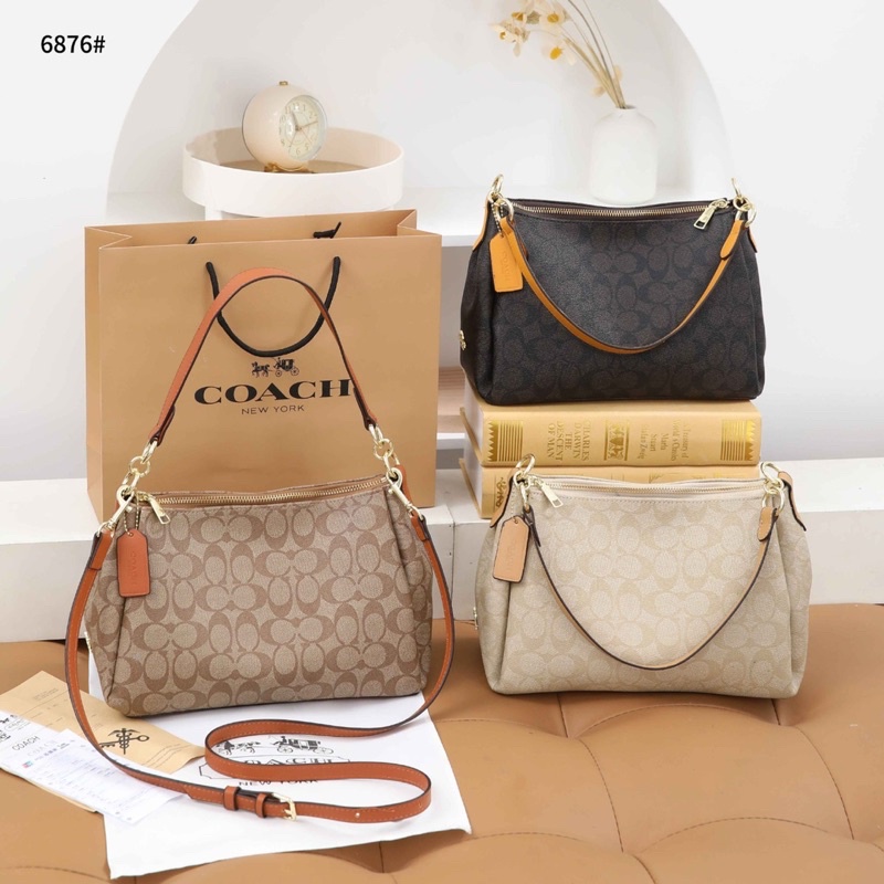 Jual Coxxh Small Marlon Shoulder Bag in Signature Canvas 6876 Shopee