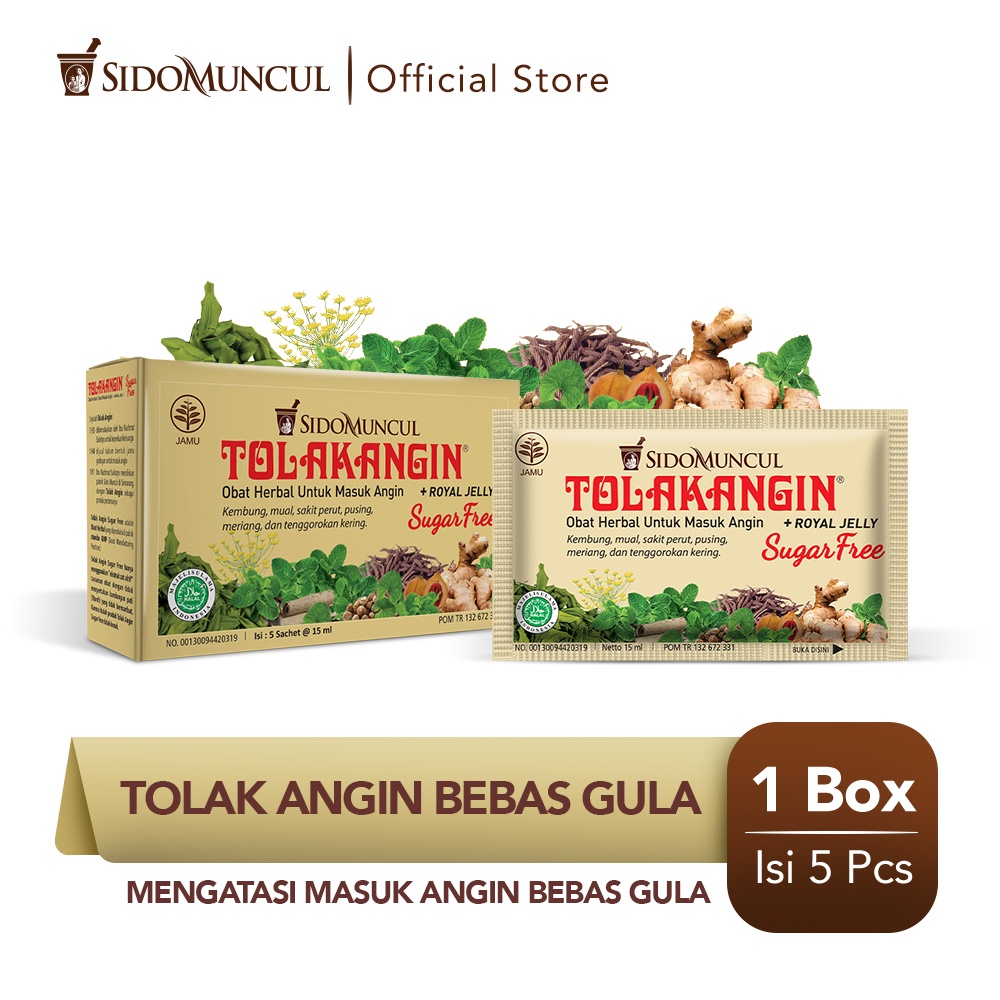 	 Tolak Angin Bebas Gula Cair Dus 5's Herbal - Masuk Angin	