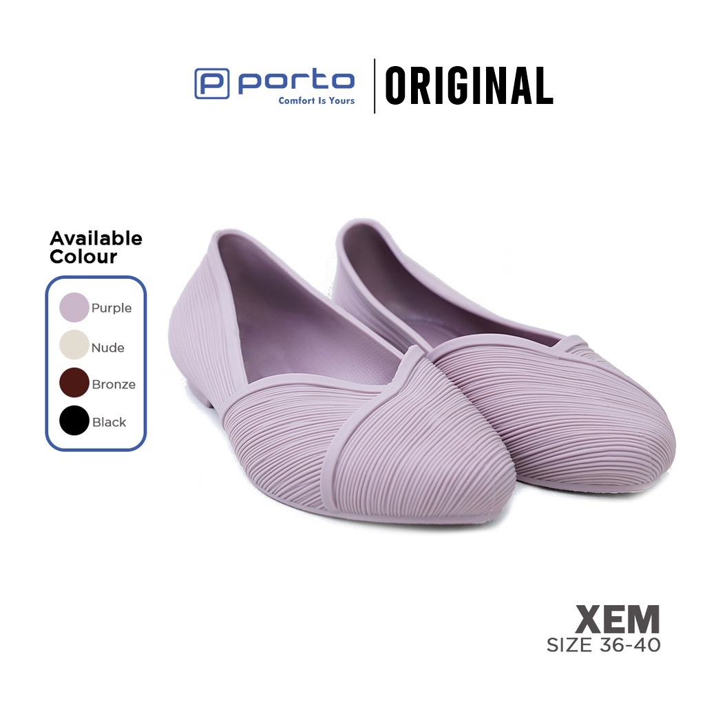 Sepatu Flatshoes Karet Wanita Jelly Flat Shoes Porto Lady XEM Original