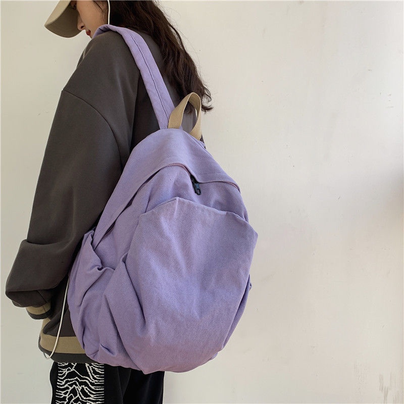 Sera Muji tas sekolah wanita versi Korea dari ransel siswa sekolah menengah pertama dengan kapasitas besar ransel kanvas retro sederhana