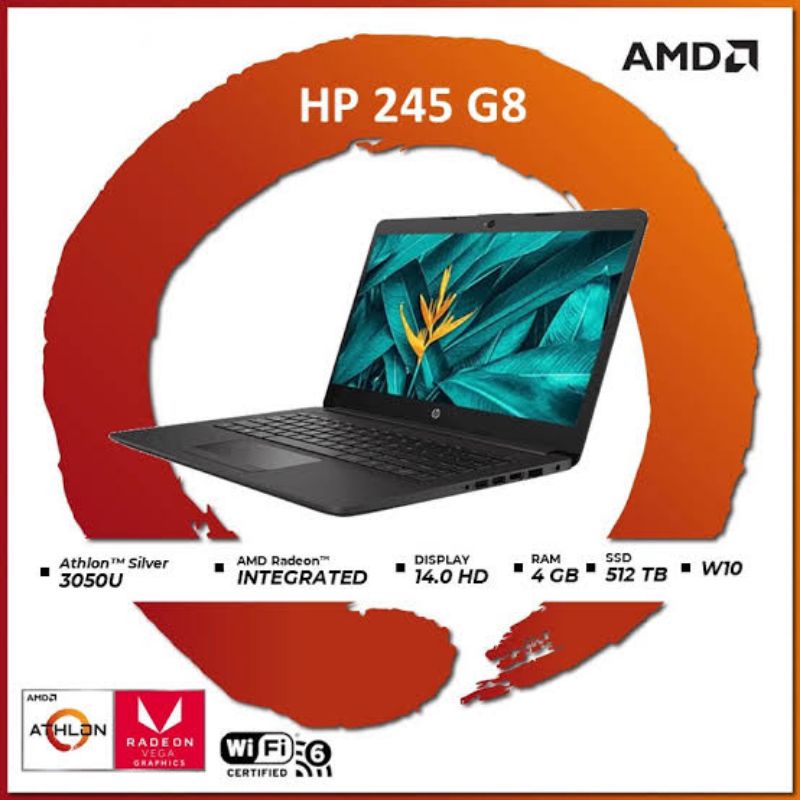 Laptop HP 245 G8 ( ATHLON 3050U / SSD 512GB / 4GB / VGA RADEON / WINDOWS 10 )