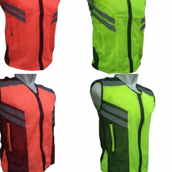 rompi proyek jaring jala safety - hitam oren, M