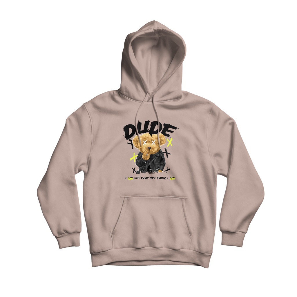 Sweaterpolos Hoodie Jumper DUDE BEAR ( Sablon ) Unisex Pria &amp; Wanita