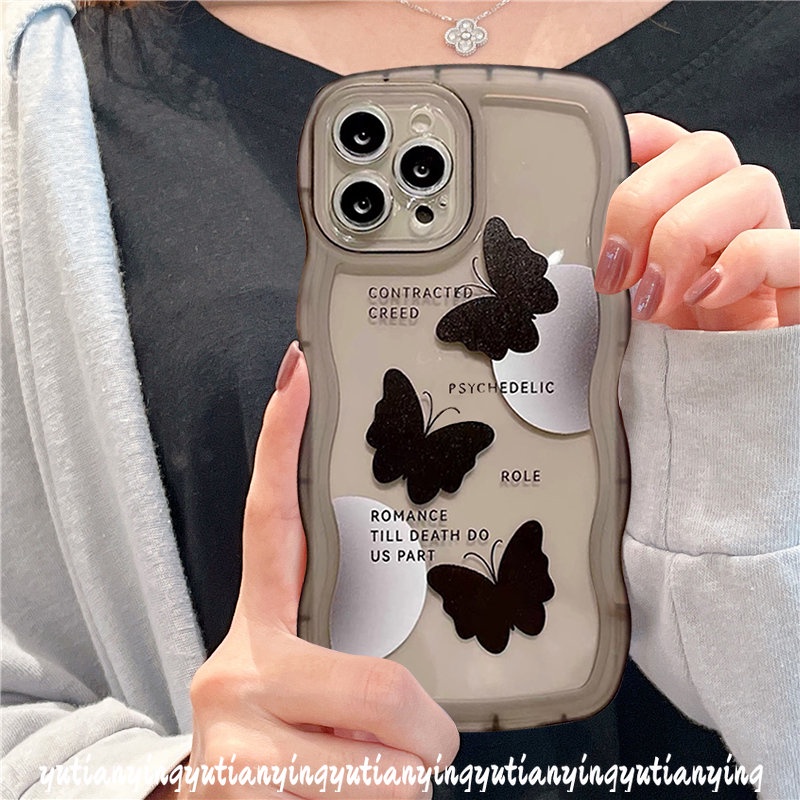 Soft Case Desain Kupu-Kupu Warna Hitam Untuk Vivo Y21 Y15 Y22 Y21s Y12 Y12i Y15s Y20 Y33s Y35 Y11 Y16 Y22s Y93 Y12s V20 V21 Y15s Y33s Y30 Y33s Y21T Y91C Y91 Y17