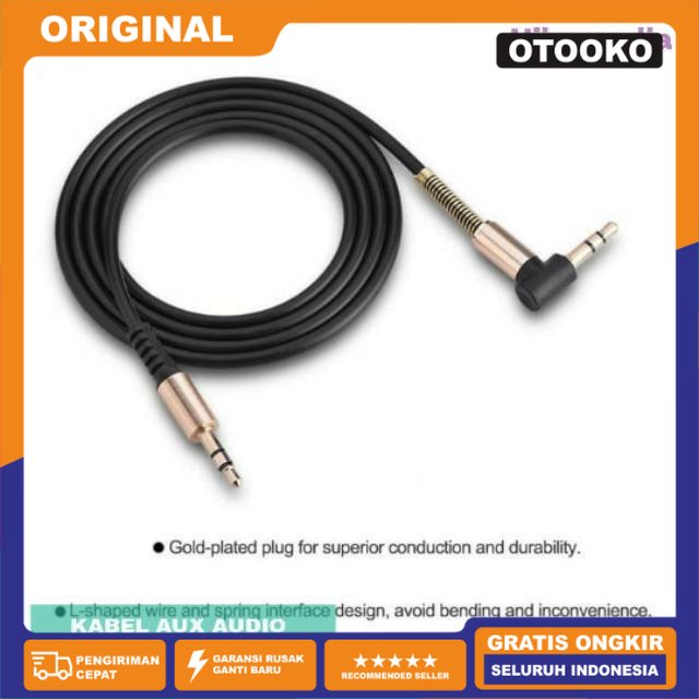 Kabel AUX Audio Extender Jack 3.5mm Male to Male HiFi Bentuk L 1M Termurah