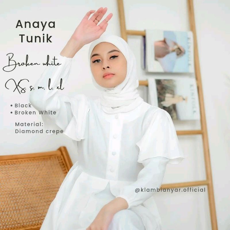 Anaya Tunik atasan putih broken white size xs,s,m,l,xl