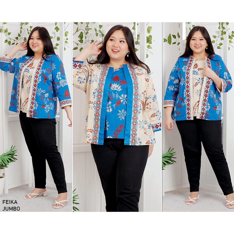 Evercloth Feika Atasan Batik Wanita Atasan Wanita Blouse Batik Wanita