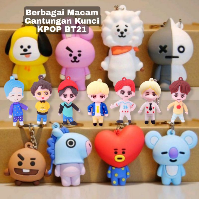 Gantungan Kunci  BT21 3D KPOP Lucu Keychain, Chrismast, Rock dll