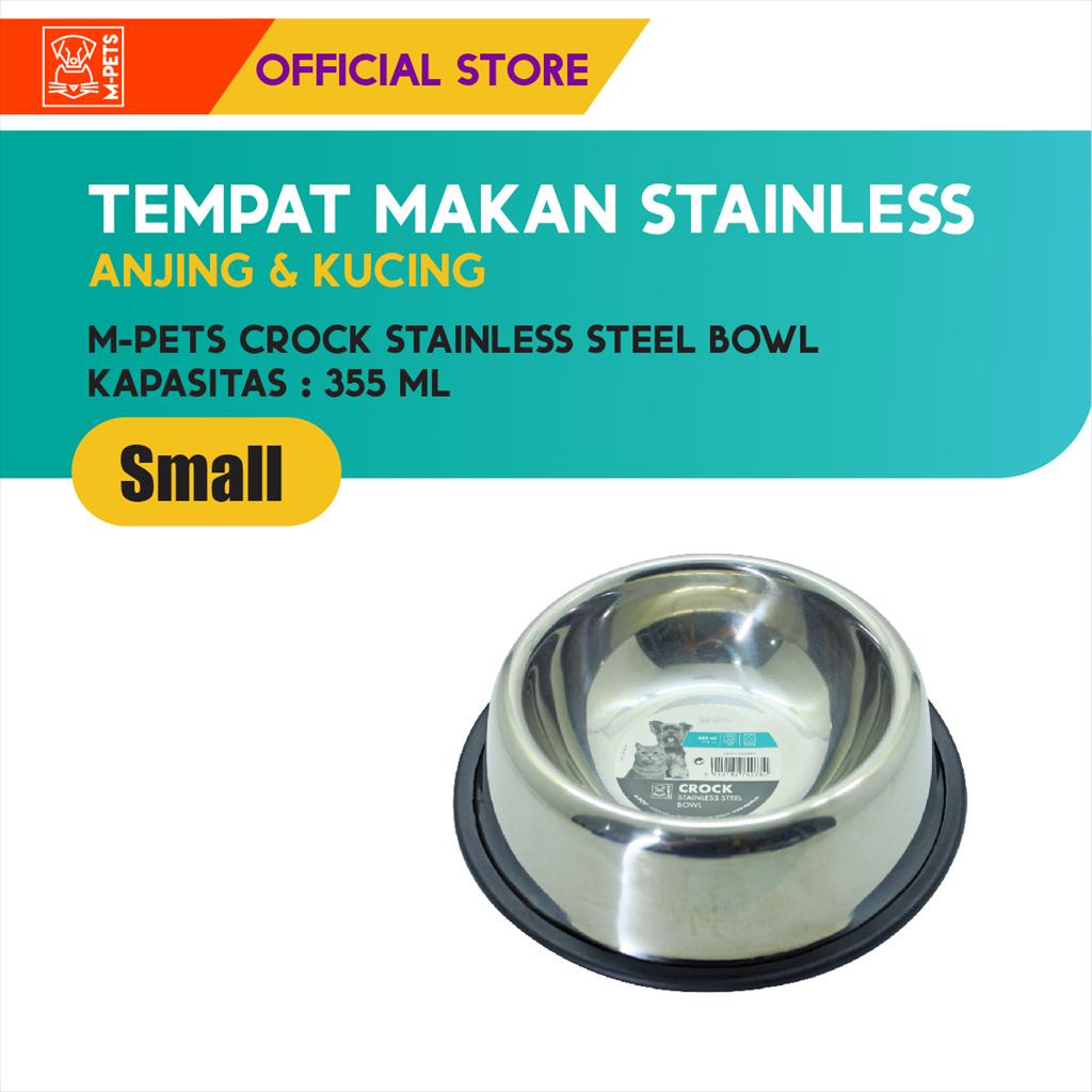 M-Pets Crock Stainless Steel Bowl S - 355 ML / Tempat Makan Hewan