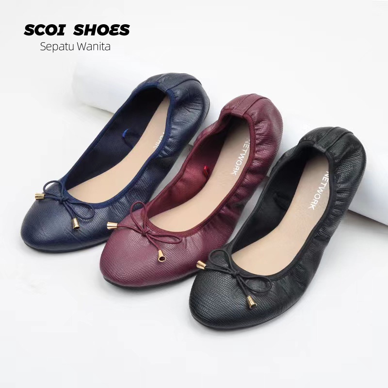 Sepatu Flatshoes Wanita Baru Nyaman Fashion Kasual Lembut Bahan Impor