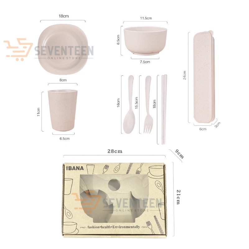 SEVENTEEN SOUVENIR SET GIFT BOX MANGKOK WHEAT STRAW WARNA WARNI 7IN1 ALAT MAKAN SET DAPUR BAHAN JERAMI GANDUNG MANGKUK PIRING GELAS SENDOK GARPU