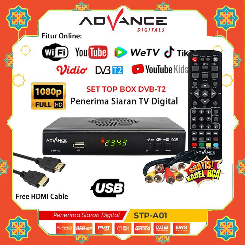 ANVANCE STP-A01 SET TOP BOX TV DIGITAL RECEIVER FULL  HD STB  WI-FI/YOUTUBE/DVB-T2