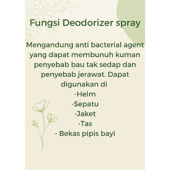 Deodorizer spray 100 ml penghilang bau apek membunuh bakteri penyebab bau