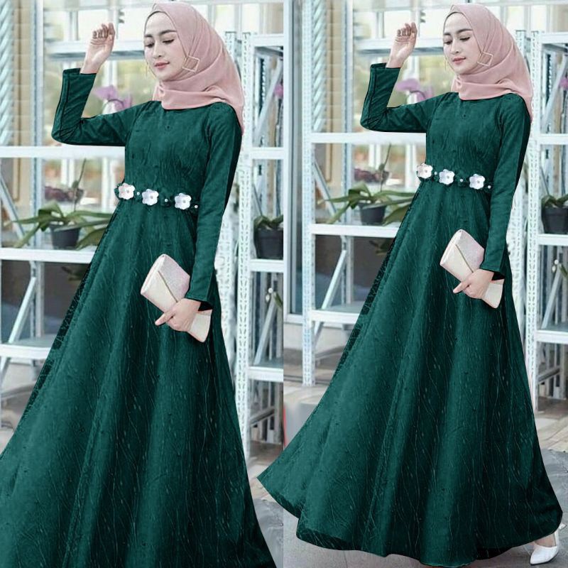 (NEW) ALYSA - BAJU GAMIS BRUKAT BROKAT TULANG LAPIS FURING SLETING DEPAN BUSUI DRESS UKURAN M L XL X