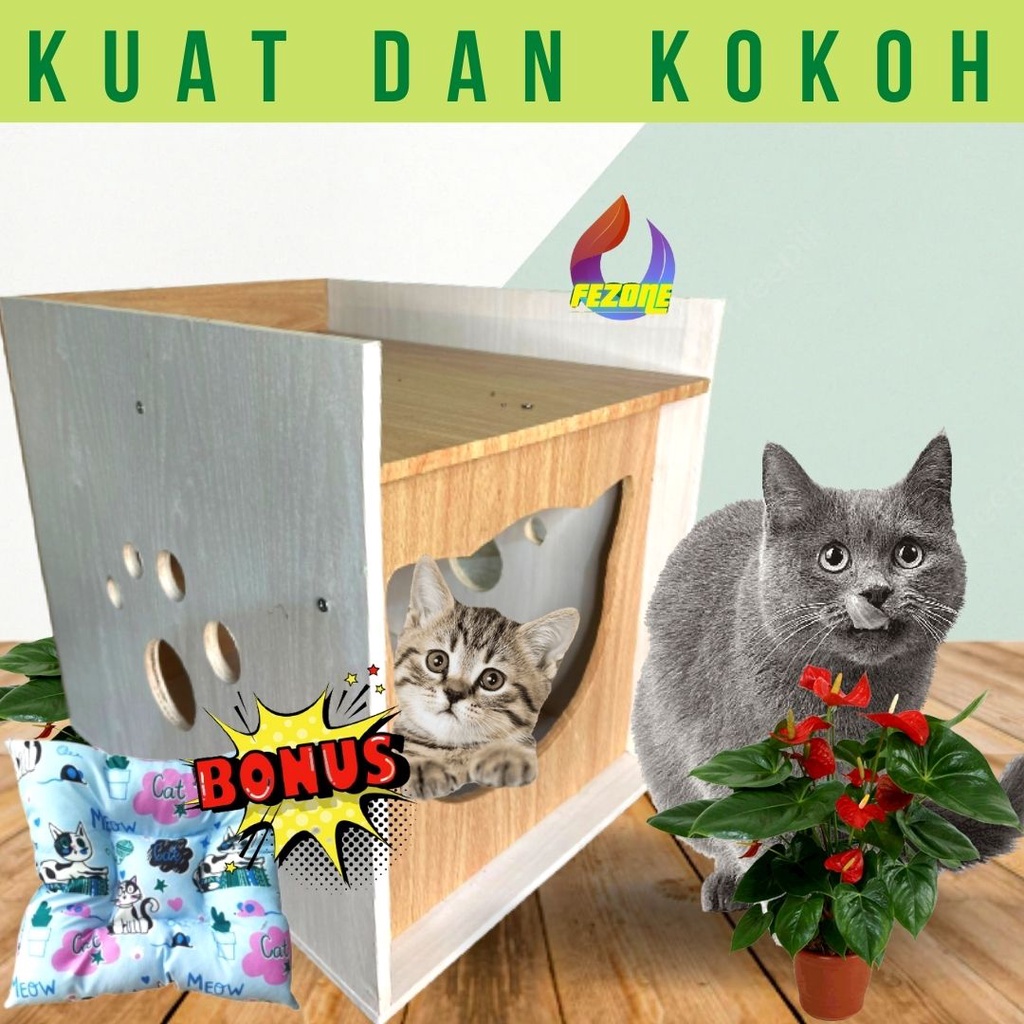 Rumah kucing / Cat House / Dog House / Rumah Anabul / Knockdown / Rumah kucing Premium FEZONE