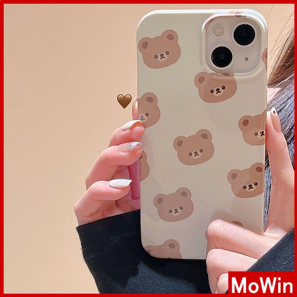 For iPhone 14 Pro Max iPhone Case Khaki Gray TPU Soft Case Shockproof Protection Camera Cute Bear Cartoon Compatible For iPhone 13 Pro max 12 Pro Max 11 Pro max xr xs max 7Plus 7 8