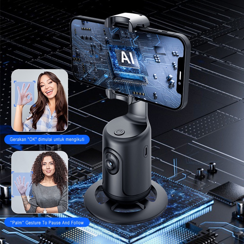 GROTIC Gimbal Handphone Stabilizer 360°AI Face Tracking Gesture Control P01-3