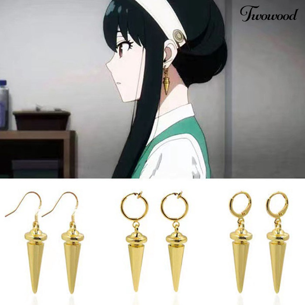 1 Pasang Anting Desain Kartun Anime Tapered SPY FAMILY Yor Forger Electroplating Untuk Wanita