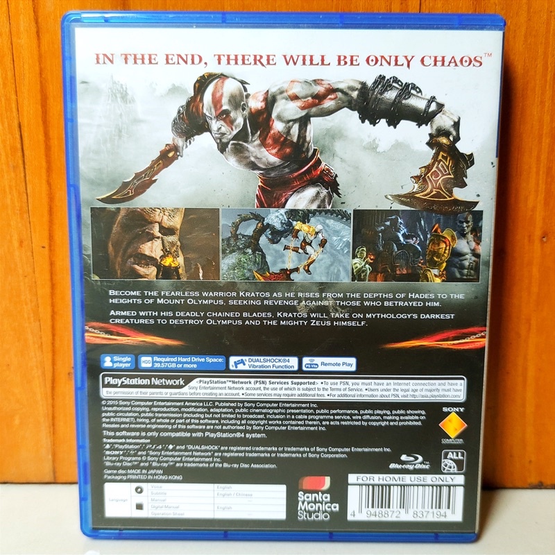 God Of War 3 Remastered PS4 Kaset Gow III Remaster Godofwar Gow3 Playstation Ps 4 5 Cd Bd Game horizon detroit reg 3 region asia
