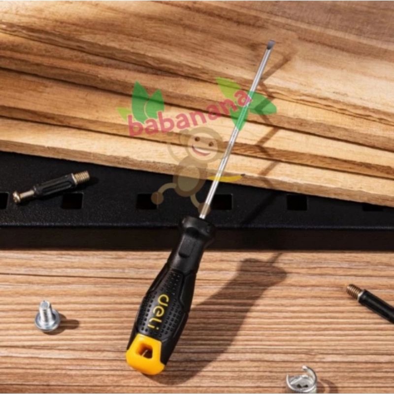 Deli Obeng Minus berbagai ukuran slotted screwdriver panjang pendek