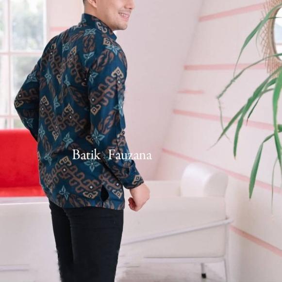 Batik Solo I Kemeja Batik Pria modern Lengan Panjang Dilapis Furing - Cokelat, S