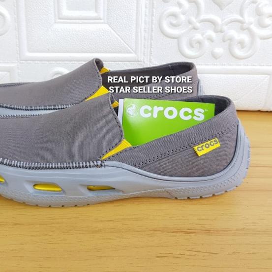 Sepatu Crocs Pria Original Tideline Kanvas Sport - biru navy, 40