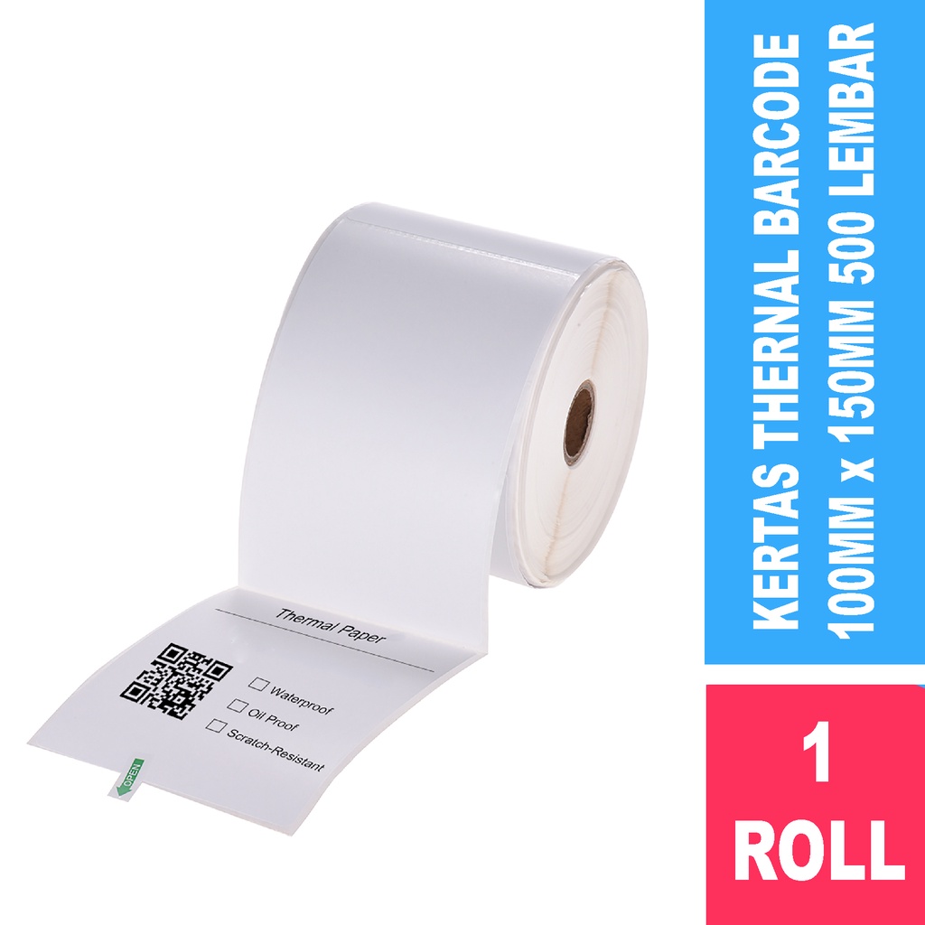 Kertas Thermal 100x150 mm isi 500 Pcs/ Label thermal barcode Roll A6 - Kertas Thermal Label Barcode