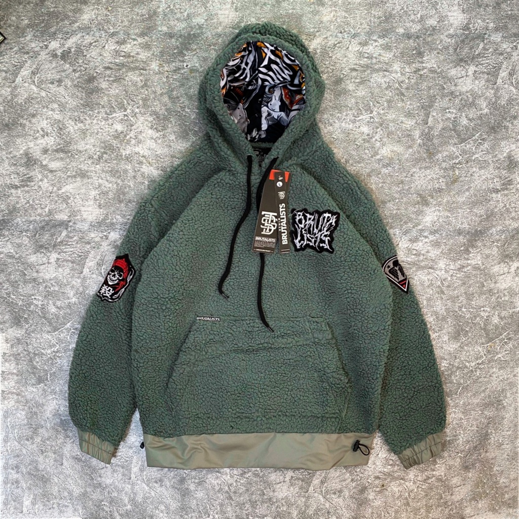 GEVAR HOBU Hoodie Bulu Sherpa Tebal / Sweater Hoodie Sherpa Bulu Premium