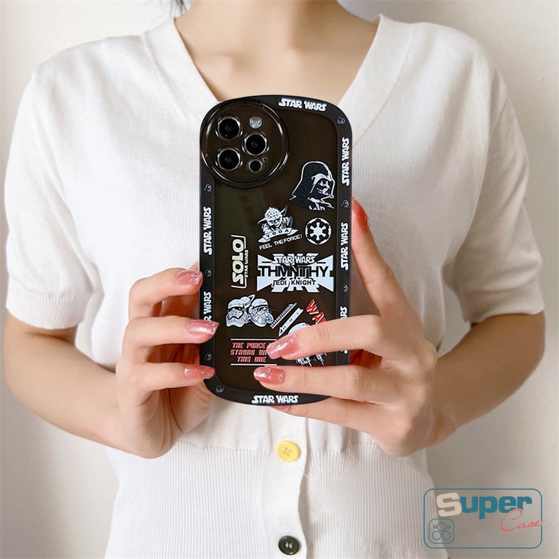 IPHONE Casing Ponsel Kompatibel Untuk Iphone6 6s 78 Plus 11 13 12 14 Pro MAX XR XS MAX X Se2020Brand Trendy Star Wars Fashion Label Airbag Lensa Bulat Lembut Full Cover