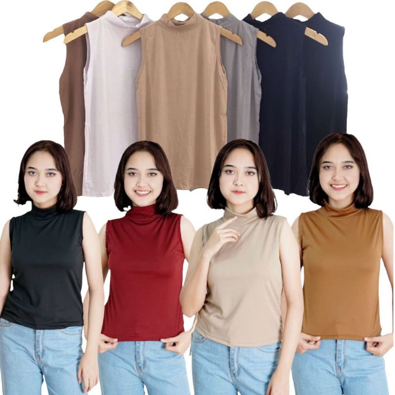 MakeGrosir - MANSET BUNTUNG INNER TANKTOP JERSEY / MANSET TANKTOP TURTLE NECK DALAMAN POLOS BASIC