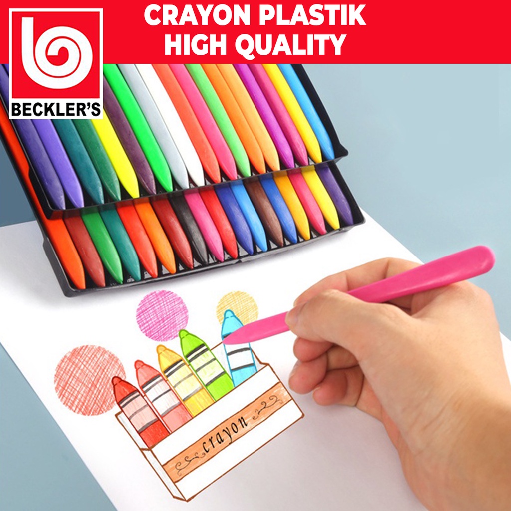 Crayon Set Anti Air 12/24/36 Pcs / Krayon Plastik Anti Kotor Tangan Warna Cerah Segitiga Ergonomis Tidak Beracun