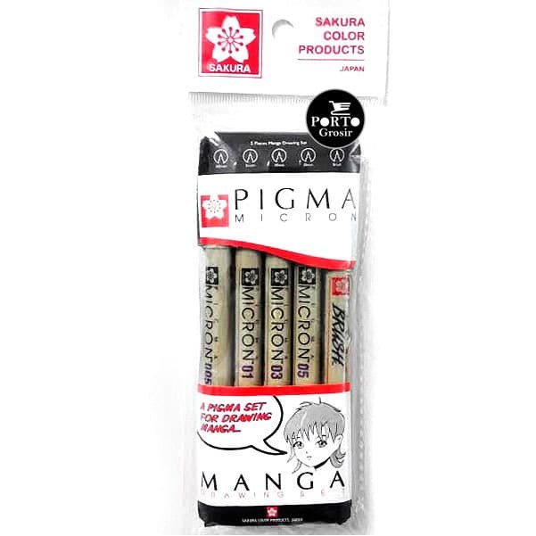 

Sakura Pigma Micron Isi 5 Manga Set Drawing Pen & Brush Pen PM-5