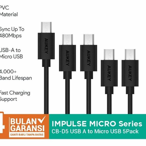 AUKEY CB-D5 (5 Pcs) 5PACK MICROUSB / KABEL DATA AUKEY ORIGINAL