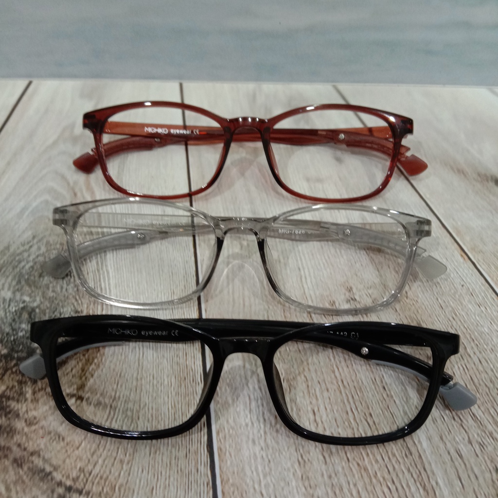 Frame Kacamata Minus Pria Wanita Michi 7828 Plastik Lentur Cocok Pemakaian Sehari Hari Model Kotak S