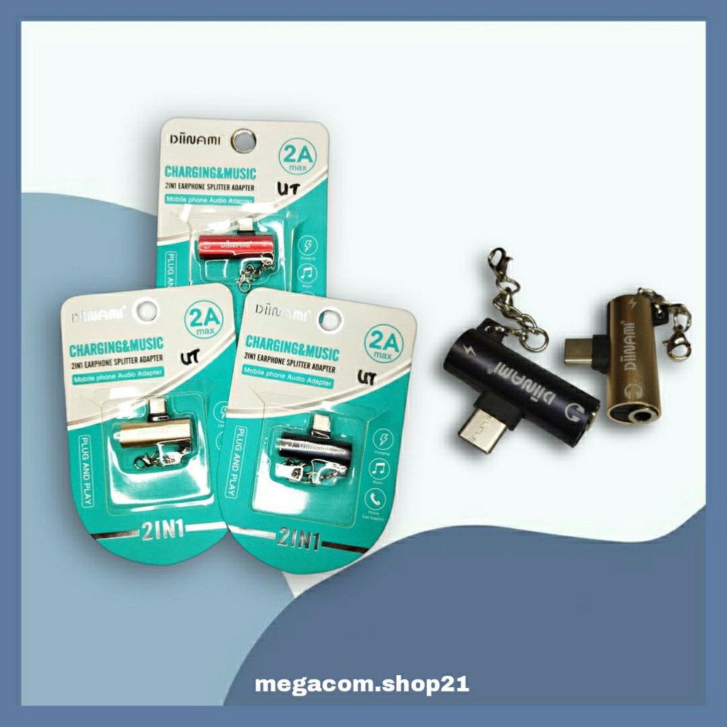 Diinami Splitter Audio Charging Adapter Lightning / Type C Audio Jack 3.5mm Original