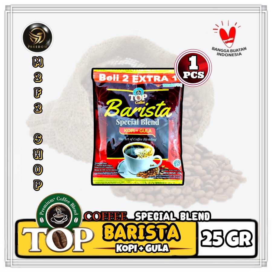 

TOP Premium Coffee Blend Barista | Kopi Hitam + Gula Serbuk Sachet - 25 gr (Kemasan Satuan)