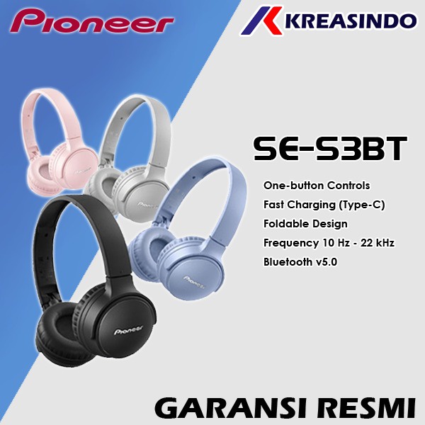 Pioneer SE-S3BT / SE S3BT Bluetooth Wireless Headphone Garansi Resmi