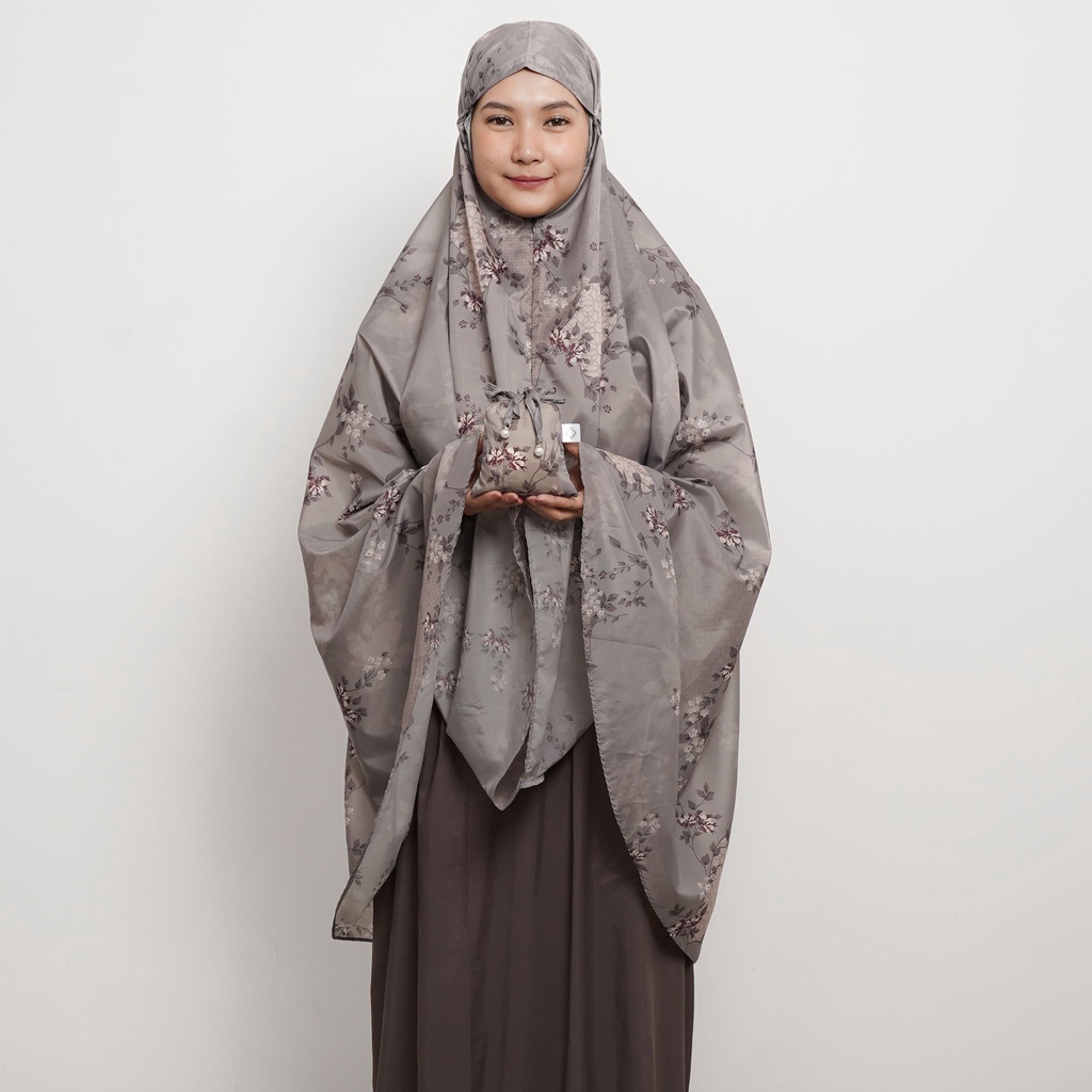 ALIF MUKENA MINI MOTIF PARASUT PREMIUM KOREA TRAVEL - SALVIA IN COFFEE BEAN ( MKN-203 )