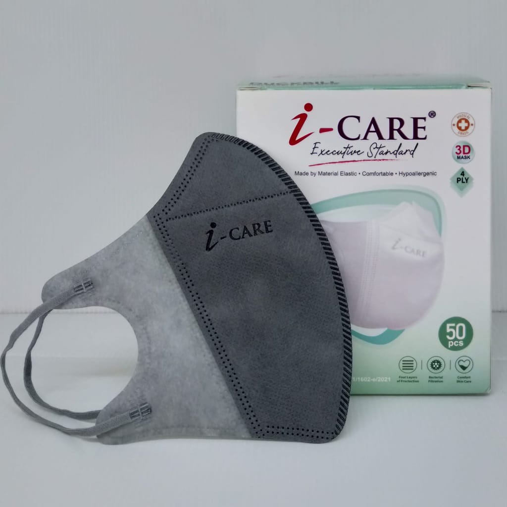 READY MASKER DUCKBILL ICARE 4 PLY WARNA ABU ABU GREY ISI 50 LBR EMBOS ICARE