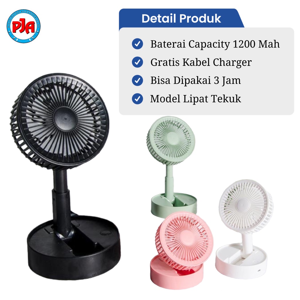 Kipas Angin Portable Genggam Fan Stand USB Mini Lipat Cas