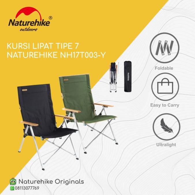 KURSI LIPAT NATUREHIKE NH17T003-Y TIPE 7 PORTABLE CAMPING OUTDOOR stock ready