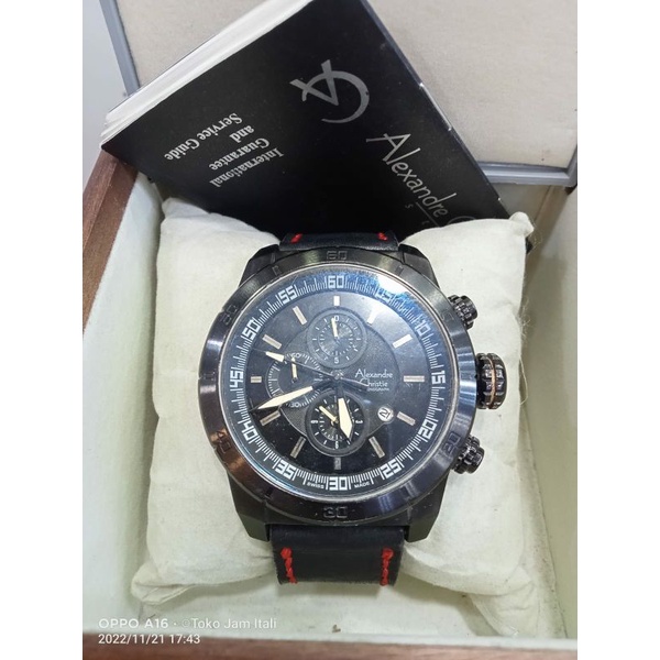 jam pria fullset chronograp alexandre christie 6234MC original bekas