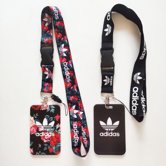 

Name Tag Id Card Holder Name Tag Lanyard / Kalung Kartu Black Flower Adidas