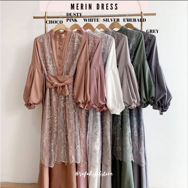 MERIN DRESS / DRESS PESTA / DRESS KONDANGAN / DRESS SERAGAMAN / BRIDESMAID / BUSUI FRIENDLY L