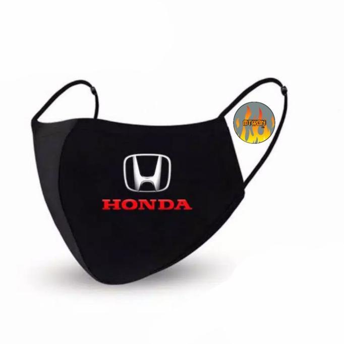 Masker kain 3 ply HONDA mobil black earloop 45-mtwon Segera Beli