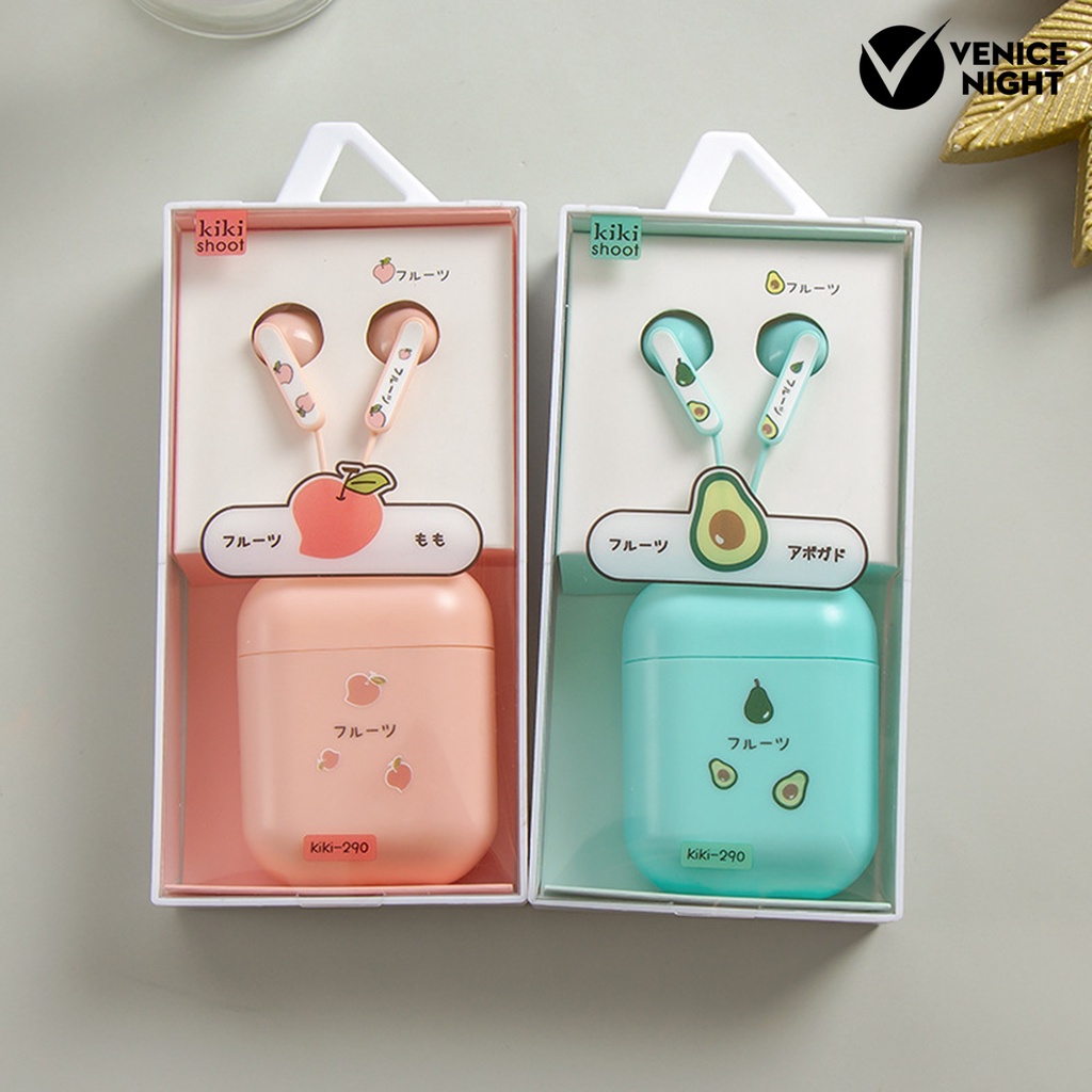 (VNEP) (Berkabel) In-ear Earphone Kartun Kotak Nyaman Dipakai Universal High Fidelity Sound Earbud untuk Ponsel